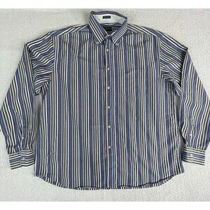Paul & Shark Made in Italy Shirt Men's Size 44 Blue Striped Cotton Long Sleeve
